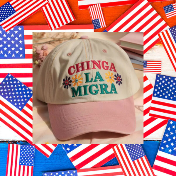 Abolish-ICE-Hats,-Chinga-La-Migra-Subtle-Floral-Embroidered-Cap