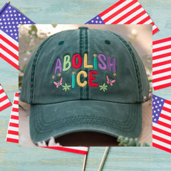 Abolish-ICE-Hats,-Rainbow-Butterfly-Embroidered-Cap