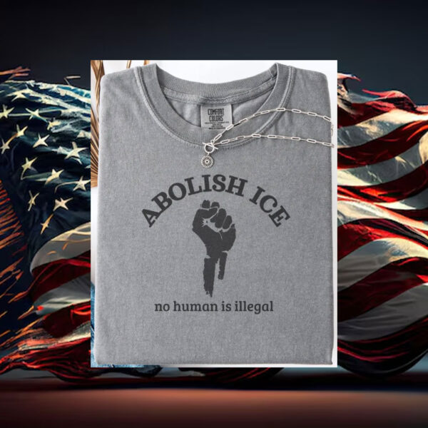 Abolish-ICE-T-Shirt,-No-Human-Is-Illegal-Tee